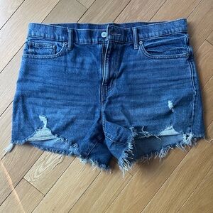 Lucky Brand Women's Frayed Distressed Denim Shorts - Dark Blue